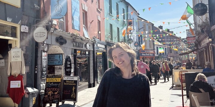 A student standing on the streets of Ireland