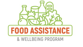 A logo with the outline of green food