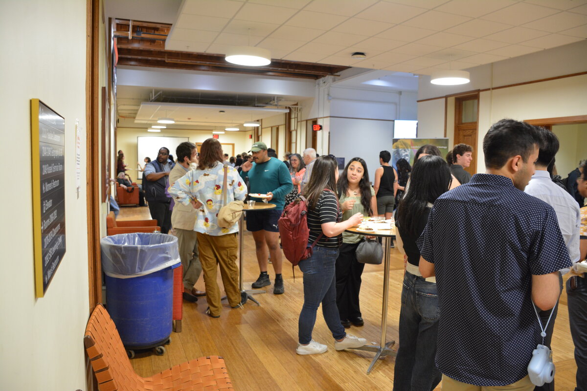 A room full of people chatting