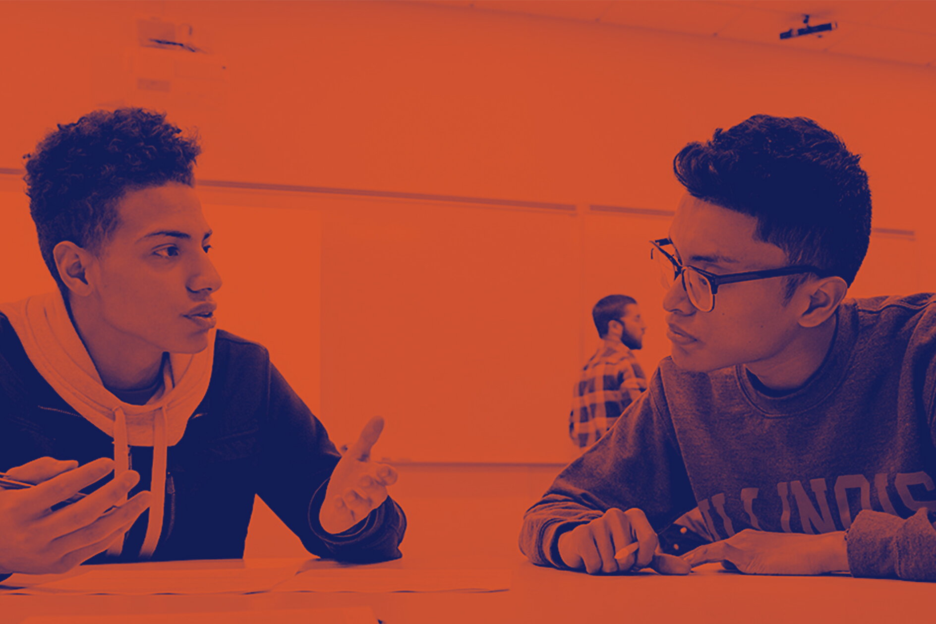 two students discussing a topic