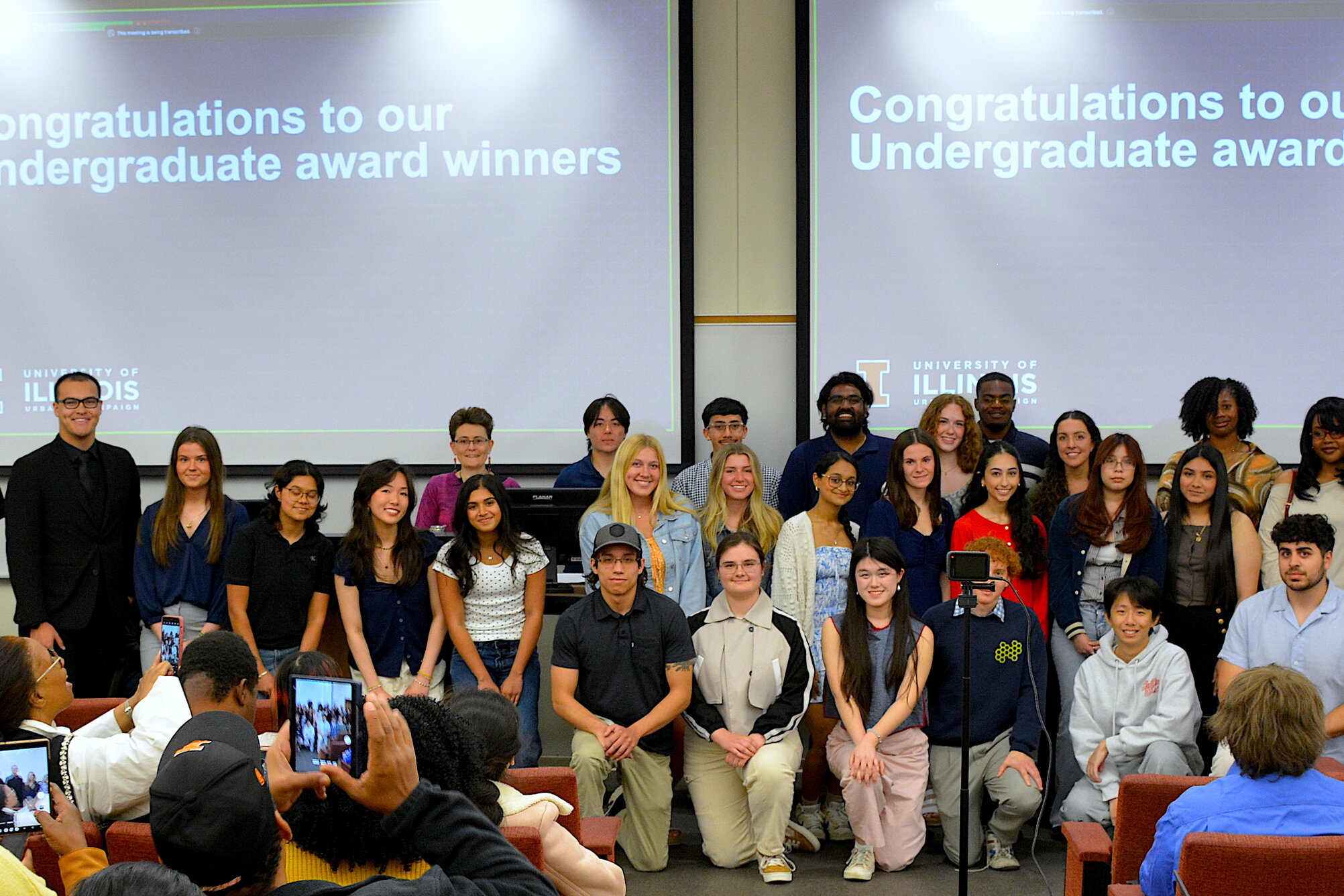 A group photo of award winners