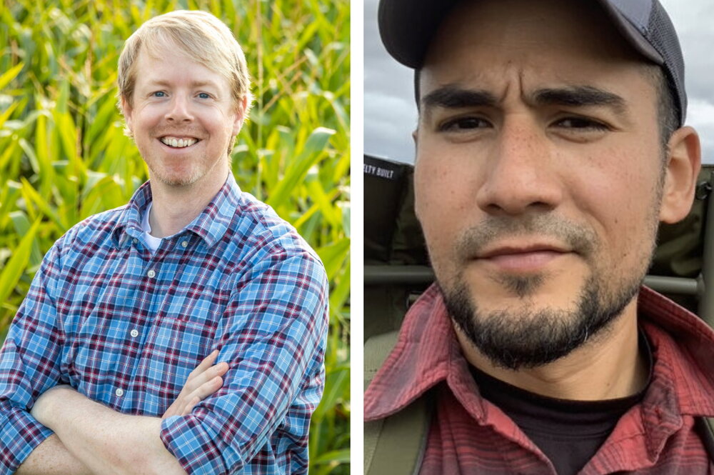 a side by side photo of James O'Dwyer on the left and Mark Lara on the right