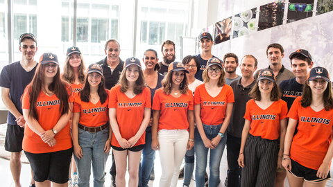 a big group of smiling students