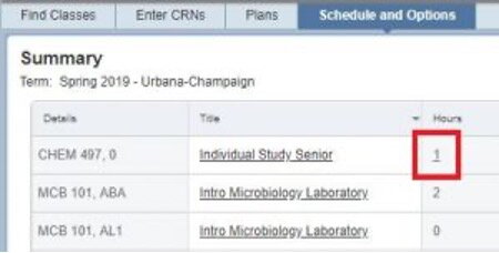 change credit hours example location