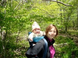 Katy Heath hiking with baby