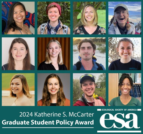 12 ESA awardees: 2024 Katherine S. McCarter Graduate Student Policy Award