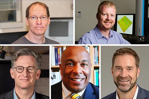 Headshots of 5 male university professors