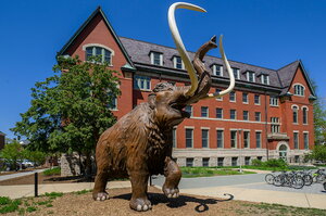 A mammoth statue in front of the Natural History Building