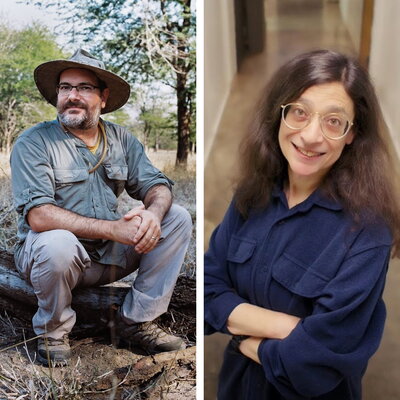 A side by side photo of Andrew Suarez and May Berenbaum, respectively