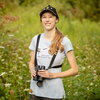 smiling woman with binoculars