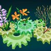 graphic of plants in cog wheels