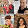 A four image collage with four women featured in each photo