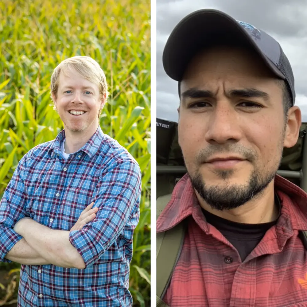 a side by side photo of James O'Dwyer on the left and Mark Lara on the right