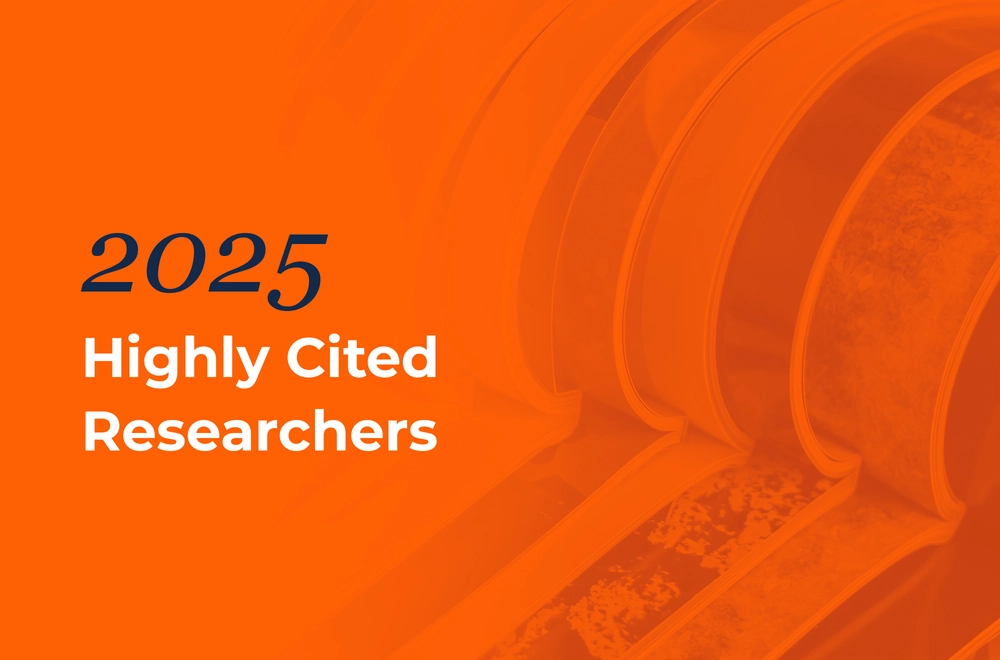 an orange graphic that reads "2025 highly cited researchers.
