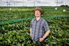 smiling man standing in soy field