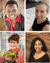 A four image collage with four women featured in each photo