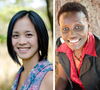 Two women in side by side portraits smiling