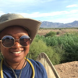 A photo of Johanna Schwartz in the desert