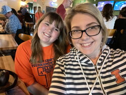 A woman and her daughter wearing Illini gear