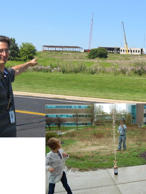 Steve Caldwell outside his work place and with his children.